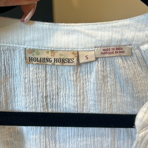 🔥Anthropologie Holding Horses White Button-Down Sleepwear Robe - Picture 3 of 6
